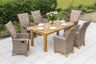 YOURSOL by Merxx Gartenmöbel Set Toskana 6 Personen mit Ausziehtisch 180 - 260 cm, Hochlehner