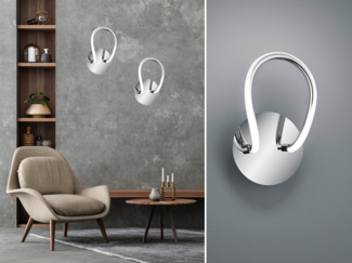 LED Wandleuchte BOLOGNA Metall Chrom/Weiß 3 Stufen Dimmer, Höhe 26cm