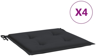 vidaXL Gartenstuhl-Kissen 4 Stk. Schwarz 40 x 40 x 3 cm Oxford-Gewebe