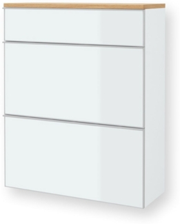 Garderobenschuhschrank Volare / Vortina , Echtholz, Glas , Weiß , 84 x 102 x 31 cm