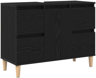 vidaXL Waschbeckenunterschrank Schwarz Eiche 80x33x60 cm Holzwerkstoff 862813
