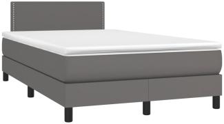 vidaXL Boxspringbett mit Matratze & LED Grau 120x190 cm Kunstleder 3270133