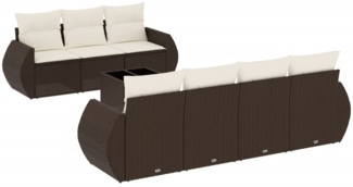 vidaXL 8-tlg. Garten-Sofagarnitur mit Kissen Braun Poly Rattan 3221132