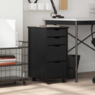 vidaXL Rollschrank mit Schubladen MOSS Schwarz Massivholz Kiefer 4015792