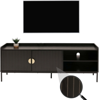 TV-Rack HWC-O39, TV-Board Fernsehtisch Lowboard TV-Schrank Kommode, Melamin MDF 56 x 150 x 40 ~ Holzoptik schwarz