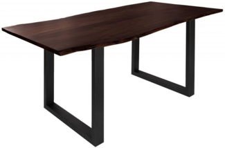 Massivmoebel24 Baumkantentisch FREEFORM (Baumtisch Akazie 160x90x76 braun Beine anthrazit matt FREEFORM 3)