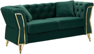 2-Sitzer festes Sofa Acre, lineares Sofa, Sofa für Wohnzimmer, Lineare Stoffstruktur, 162x83 h76 cm, Grün Gold