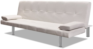 vidaXL Schlafsofa mit 2 Kissen Kunstleder Ausziehbar Cremeweiß 241723