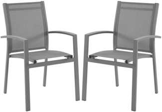 Vente-unique - Gartenstuhl-Set 2er stapelbar - Aluminium & Textilene - Anthrazitgrau - TELTO von MYLIA