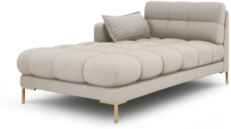 Micadoni Recamiere Mamaia 1-Sitzer Links Strukturierter Stoff Beige Metall Gold