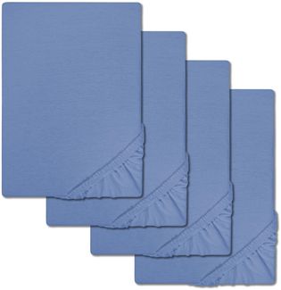 4er-SetCloudComfort Basic Spannbettlaken Jersey-Stretch blau 140x190 - 160x200 cm (4 Stück)