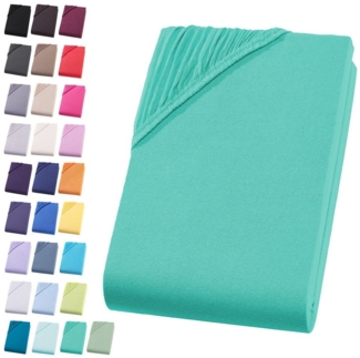 Visaggio Spannbettlaken Jersey aus 100% Baumwolle Spannbetttuch Bettlaken, Jersey, Gummizug: rundum, Spannbettlaken, für Matratzenhöhen bis 22 cm, Steghöhe 30 cm