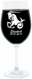 Leonardo Weinglas 400 ml, Motivglas, Sternzeichen Steinbock, Geschenk, Stimmungsglas mit Gravur, Moodglas, 22 cm