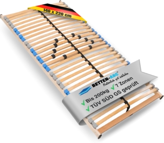 MaDeRa 7-Zonen-Lattenrost – 3 verschiedene Ausführungen, zur Selbstmontage, Größe: 140x220