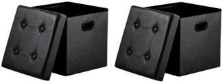 Zedelmaier Sitztruhe Sitzbaenk mit Stauraum,Hocker,Sitzhocker,Sitzwürfel leicht zu tragen (2-St, ZD38PVC mit Handhaben), Faltbare Aufbewahrungsbox, Abnehmbarer Bezug, bis 300kg, 38x38x38cm