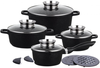 Klausberg Klausberg Set mit 4 Granittöpfen 1,3 l, 1,3 l, 2,3 l, 4,5 l, 12 Elementen Crack Design KB7360