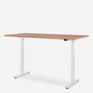 160 x 80 cm WRK21® SMART - Elmau Buche / Weiss elektrisch höhenverstellbarer Schreibtisch