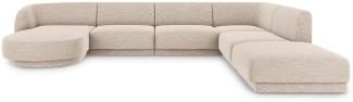 Micadoni 6-Sitzer Panorama Ecke rechts Sofa Miley | Bezug Beige | Beinfarbe Black Plastic