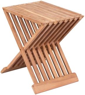 YOURSOL Beistelltisch Woodie Cross, 41 cm, Teak, witterungsbeständig, zusammenklappbar, Gartentisch