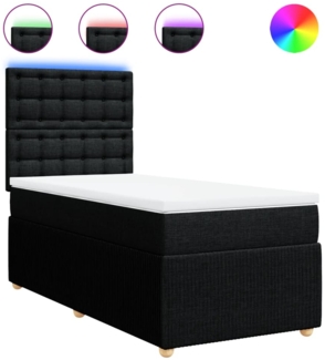 vidaXL Boxspringbett mit Matratze Schwarz 100x200 cm Stoff 3294283