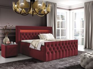 Boxspringbett Schlafzimmerbett ERNESTO Nr. 2 180x200cm in Elisa Velvet Bordeauxrot
