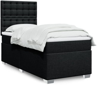 vidaXL Boxspringbett mit Matratze Schwarz 90x190 cm Stoff 3290359