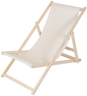 Sonnenliege Beige Strandmöbel Campingstuhl Holz klappbar Faltsitz Balkonsessel