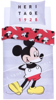 Sarcia. eu Bettbezug Grau-rote Bettwäsche Einzelset Mickey Mouse Disney 135x200 cm