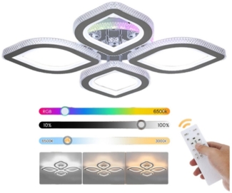 WILGOON LED Deckenleuchte 32W LED Deckenlampe Dimmbar mit Fernbedienung, RGB Farbwechsel Lamp, RGB Hintergrundbeleuchtung Farbwechsel, LED fest integriert, Kaltweiß, Naturweiß, Warmweiß, RGB, Moderne Blumenform Deckenlampe für Wohnzimmer Schlafzimmer K...