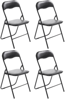 CLP 4er Set Klappstuhl Felix Klappbarer mit Kunstleder PVC Sitz Gepolstert,schwarz/schwarz