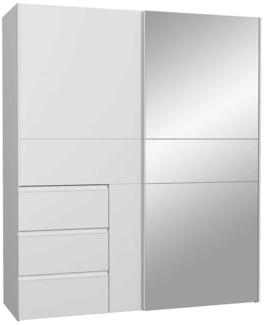 Schwebetürenschrank Willi / Winn 2 , Glas, Holzwerkstoff , Weiß, Verspiegelt , 170 x 201 x 61 cm
