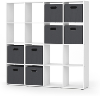 Raumteiler Karree Weiß 138.5 x 142.5 cm mit 4 Faltboxen Vicco