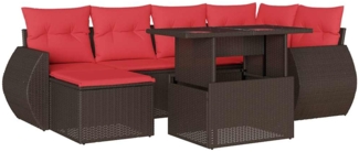 vidaXL 7-teiliges Gartensofa-Set mit Kissen, braun, Polyrattan 3268684