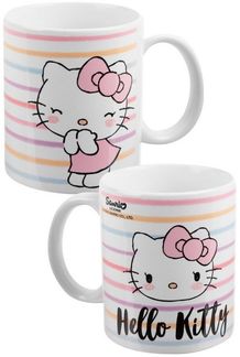 United Labels® Tasse Hello Kitty Tasse - Stripes -Becher Kaffeetasse 320 ml, Porzellan