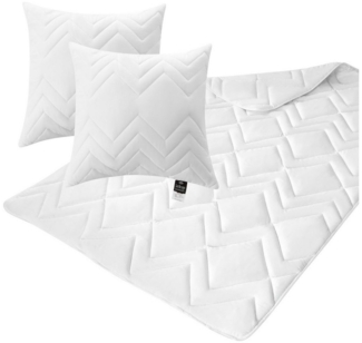 SEI Design Kopfkissen Mikrofaser Bett-Set Steppdecke + Kissen Sommer 200x220 + 2X 80x80, Füllung: Polyester, Spar-Set, kochfest