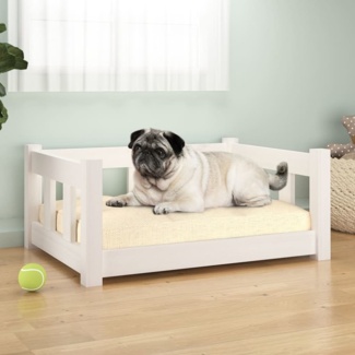 vidaXL Hundebett Weiß 65,5x50,5x28 cm Massivholz Kiefer 820188