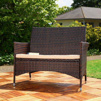 Gartenbank Sitzbank Rattanbank Polyrattan Sitzpolster Sitzbezug Outdoor braun