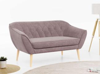 Sofa, Skandinavischer Stil, Holzbeine - PIRS - 2 Sitzer - Rosa - Stoff