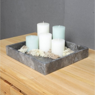 wohnfreuden Dekotablett Marmor Tablett 30 cm grau quadratisch, 33000