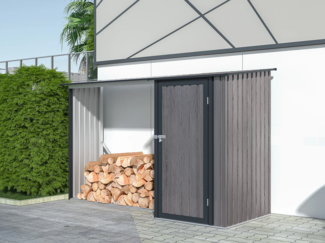 Vente-unique - Kaminholzregal aus verzinktem Stahl mit Holzeffekt - 2 Ster - 3,49 m3 - 282 x 109 x 168 cm - DORWOOD