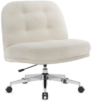 IWMH Chefsessel Dick Schreibtischstuhl mit Rollen, Cordstoff Bürostuhl ohne Armlehnen (Lesesessel mit 15cm dickem Sitzkissen), Höhenverstellbar Drehstuhl für Schlafzimmer Wohnzimmer Schminktisch