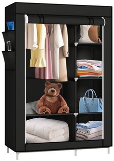 JEOBEST Stoffschrank Kleiderschrank mit Überzug aus Vliesstoff, Kleiderstange (Stück, 1-St) 6 Ablagen 105 x 45 x 170 cm