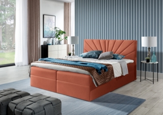 99rooms Lazzaro Boxspringbett Velours MONOLITH Korallenrot 200x200 cm
