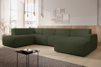 AX LIVING XXL Sofa U Form Didim Grün 378cm breit modern & großzügig L