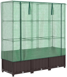 vidaXL Hochbeet mit Gewächshaus-Aufsatz Rattan-Optik 120x40x138 cm 4015801