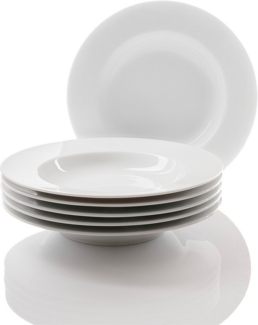 Retsch Arzberg Suppenteller HEIKE WEISS, Teller 23 cm, Set 6-tlg für 6 Personen, rund, Porzellan, (6 St), für den großen Hunger – 6 tiefe Teller in der größeren Ausführung