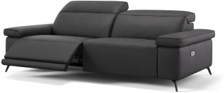 Sofanella 3-Sitzer URBANA Ledercouch Ledersofa Funktionssofa in Schwarz S: 210 Breite x 114 Tiefe