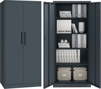 STEELSØN Aktenschrank Regulus aus Stahl (Anthrazit) Spindschrank mit 4 höhenverstellbaren Einlegeböden, inkl. Schloss
