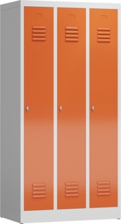 Steelboxx Spind 3er Spind Spindschrank Kleiderspind 180x90x50cm (1-St) Komplett verschweißt und montiert- keine Montage erforderlich