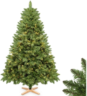 VESKA Künstlicher Weihnachtsbaum künstlich 180cm - mit Holzständer, künstlicher Tannenbaum, Nordmanntanne, Naturgetreu, dichte Zweige